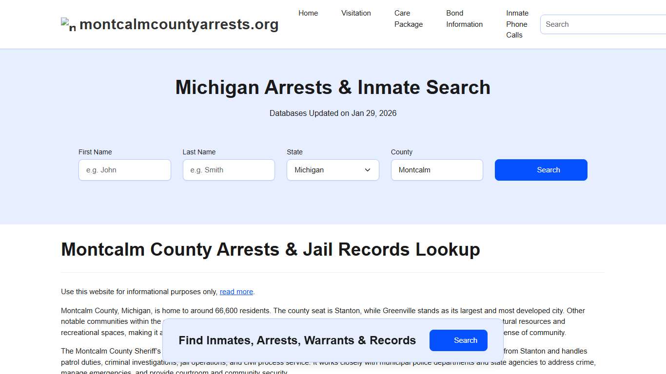 Montcalm County, MI Arrests, Warrants, Police Records Search