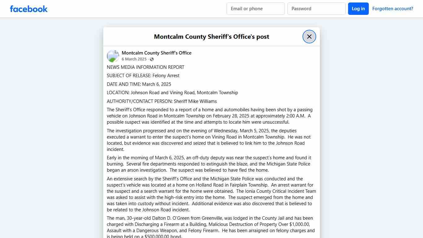 NEWS MEDIA INFORMATION... - Montcalm County Sheriff's Office Facebook